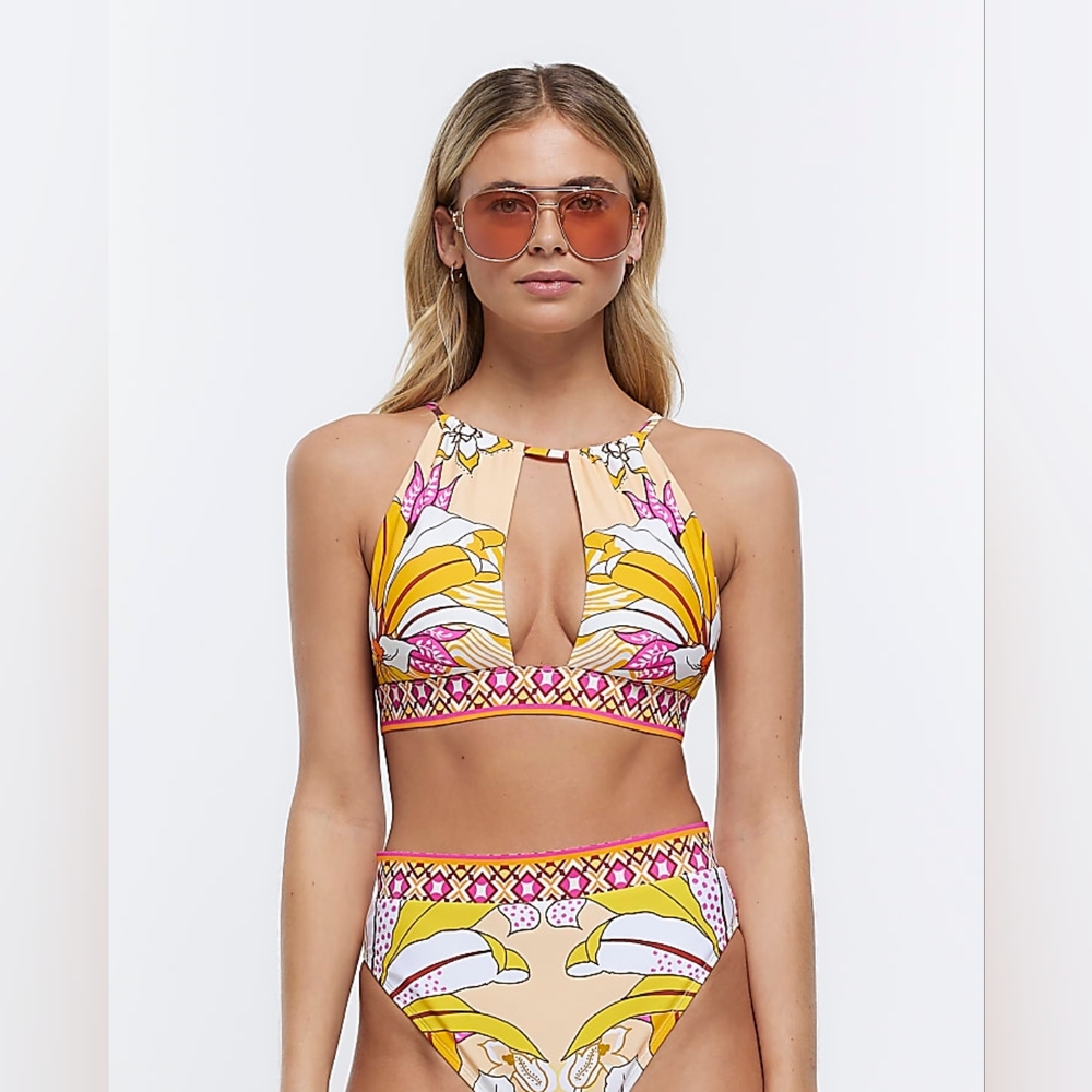 River Island Cut Out Halter High Waist Bikini Set